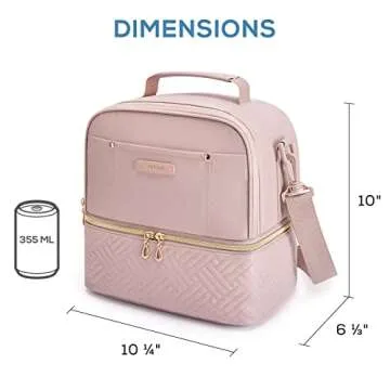 TOURIT Lunch Bag Women Double Deck Lunch Box Insulated Lunch Cooler for Women Men Work, Pink