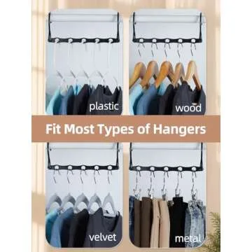HOUSE DAY Space Saving Hangers Black, Smart Closet Organizer Space Saver, Sturdy Plastic Clothes Hangers for All Types of Clothes, Closet Organizers and Storage, College Dorm Room Essentials (16 Pack)