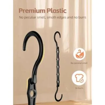 HOUSE DAY Space Saving Hangers Black, Smart Closet Organizer Space Saver, Sturdy Plastic Clothes Hangers for All Types of Clothes, Closet Organizers and Storage, College Dorm Room Essentials (16 Pack)