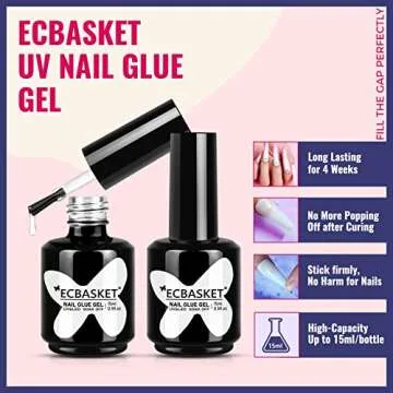 ECBASKET Gel Nail Kit XL Long Coffin Extra Tips and Glue