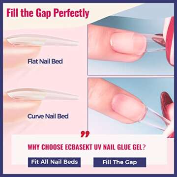 ECBASKET Gel Nail Kit XL Long Coffin Extra Tips and Glue