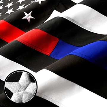 G128 Thin Blue Red Line American Flag | 3x5 Ft | StormFlyer Series Embroidered 220GSM Spun Polyester | Duty and Honor Flag, Embroidered Design, Indoor/Outdoor, Brass Grommets, Heavy Duty, All Weather