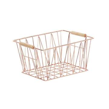 Amazon Basics Wire Rectangular Storage Baskets, Set of 3, Standard, Copper
