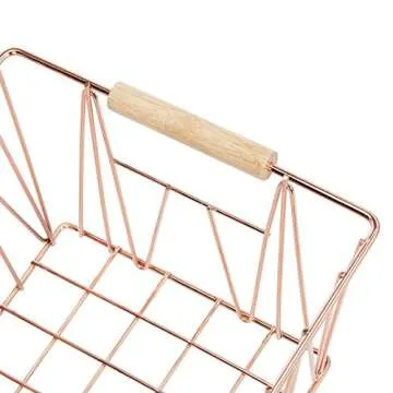 Amazon Basics Wire Rectangular Storage Baskets, Set of 3, Standard, Copper