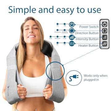 InvoSpa Shiatsu Back Shoulder and Neck Massager with Heat - Deep Tissue Kneading Pillow Massage - Ba...