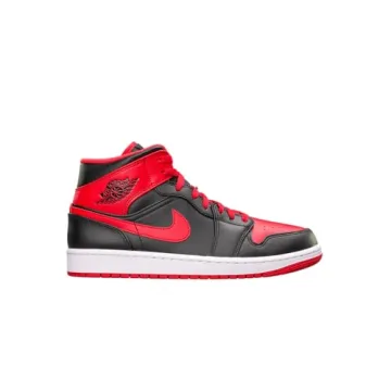 Jordan Nike Air 1 Mid Men's Shoes - Black/Fire Red Style