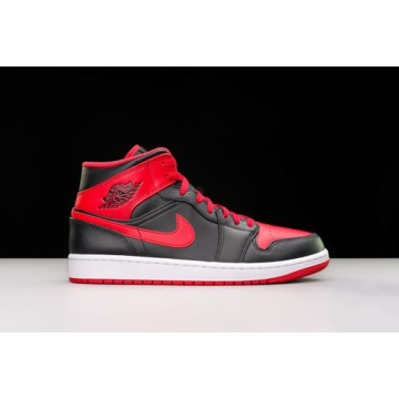 Jordan Nike Air 1 Mid Men's Shoes - Black/Fire Red Style