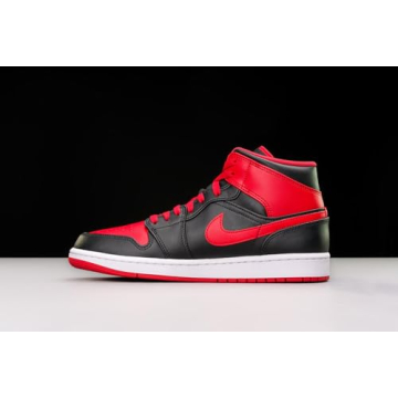 Jordan Nike Air 1 Mid Men's Shoes - Black/Fire Red Style
