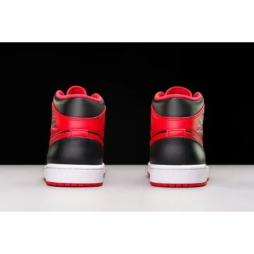 Jordan Nike Air 1 Mid Men's Shoes - Black/Fire Red Style