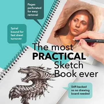 Castle Art Supplies Premium Sketch Books 9in x 12in | Double Sketch Pad Pack | 200 Sheets of Quality 90gsm Paper | for Adult Artists and Learners | Spiral Bound for Versatility