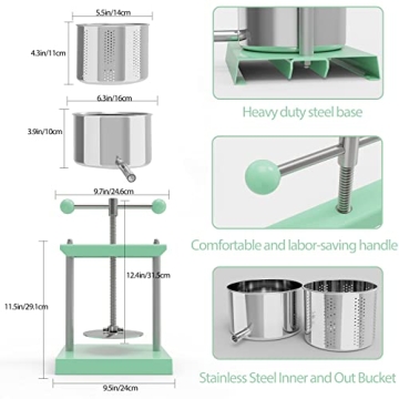 Manual Fruit and Vegetable Press for Fresh Juice and Cheese