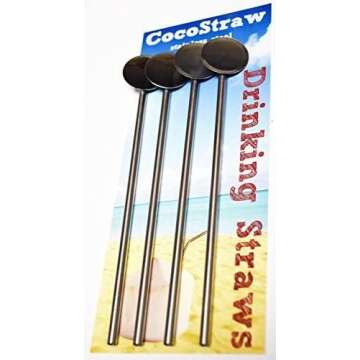 CocoStraw 4 Pack Spoon Straws Set - Reusable Eco-Friendly Solution