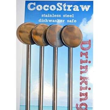 CocoStraw 4 Pack Spoon Straws Set - Reusable Eco-Friendly Solution
