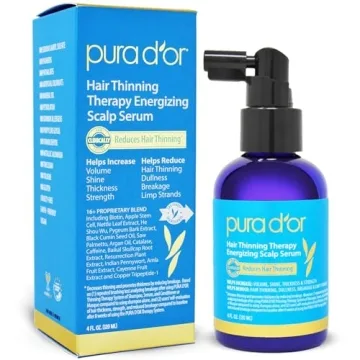PURA D'OR Hair Thinning Therapy Energizing Scalp Serum - 4 Oz with Biotin, Argan Oil & DHT Blockers