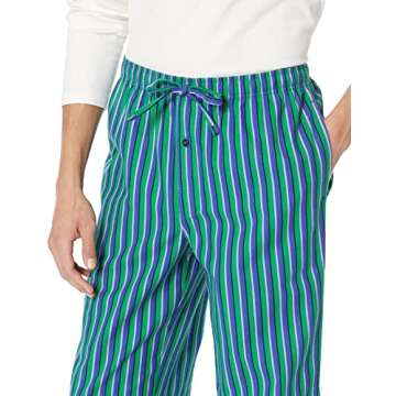 Amazon Essentials Men's Flannel Pajama Pant - Discontinued Colors, Blue Green Stripe, Medium