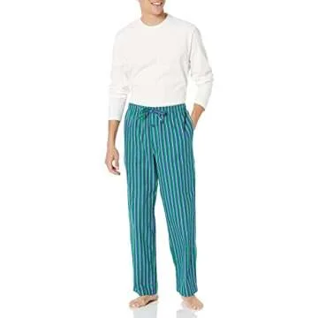 Amazon Essentials Men's Flannel Pajama Pant - Discontinued Colors, Blue Green Stripe, Medium