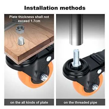 Stem Caster Wheels Swivel Casters Set of 4 Heavy Duty Threaded Casters Dual Locking Industrial Castor Safety Smooth Quiet Caster with Brakes Wheels for Cart, Furniture…