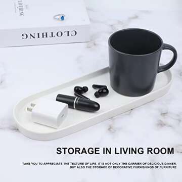 Ceramic Sink Tray, Bathroom Counter Tray, Bathtub Tray, Cosmetics Dish, Candle Tray, Perfume Shampoo Liquid Soap Tray Simple Style Design Suit for Bathroom and Kitchen (White)