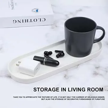 Ceramic Sink Tray, Bathroom Counter Tray, Bathtub Tray, Cosmetics Dish, Candle Tray, Perfume Shampoo Liquid Soap Tray Simple Style Design Suit for Bathroom and Kitchen (White)