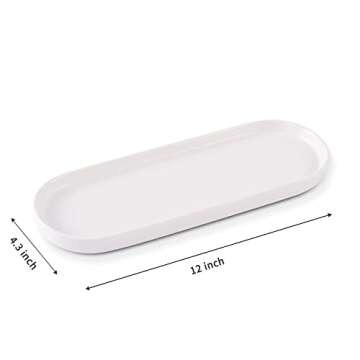 Ceramic Sink Tray, Bathroom Counter Tray, Bathtub Tray, Cosmetics Dish, Candle Tray, Perfume Shampoo Liquid Soap Tray Simple Style Design Suit for Bathroom and Kitchen (White)