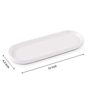 Ceramic Sink Tray, Bathroom Counter Tray, Bathtub Tray, Cosmetics Dish, Candle Tray, Perfume Shampoo Liquid Soap Tray Simple Style Design Suit for Bathroom and Kitchen (White)