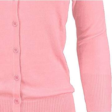 YEMAK Women's Knit Cardigan Sweater – 3/4 Sleeve Crewneck Basic Classic Casual Button Down Soft Li...