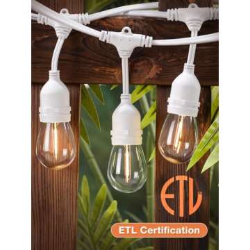 addlon LED Outdoor String Lights 48FT with Dimmable Edison Vintage Shatterproof Bulbs and Commercial...