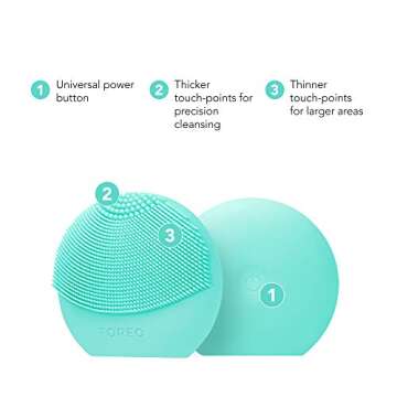 FOREO LUNA play plus 2 Silicone Facial Cleansing Brush & Face Exfoliator - All Skin Types - For Clean and Healthy Looking Skin - Enhances Absorption of Facial Skin Care Products - Minty Cool!