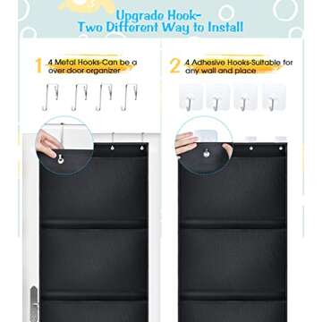 Storage for Stuffed Animals, Over Door Organizer for Stuffies, Kid's Toys, and Baby Accessories, Stuffed Animal Holder with 4 Breathable Pcoket and 8 Door Hook