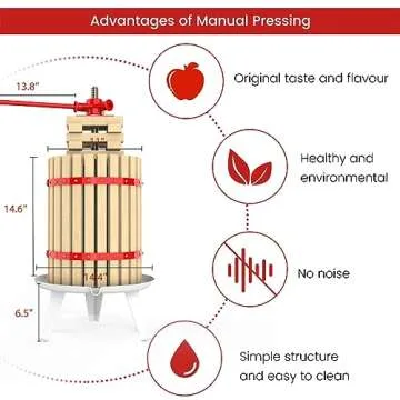 4.75 Gallon Fruit Wine Press - 100% Nature Apple&Grape&Berries Crusher Manual Juice Maker for Kitchen, Solid Wood Basket with 8 Blocks Heavy Duty Cider Wine Making Press