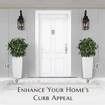 Mueller M-Resin Heavy Duty Tall Planter, Indoor/Outdoor Grande Plant, Tree, Flower Pot, 2-Piece Set, 18”, Modern Design, Built-in Drainage, White