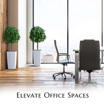 Mueller M-Resin Heavy Duty Tall Planter, Indoor/Outdoor Grande Plant, Tree, Flower Pot, 2-Piece Set, 18”, Modern Design, Built-in Drainage, White