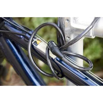 BRINKS 5 ft Bike Lock Cable with Preset Combination, Vinyl Covered for Outdoor Use