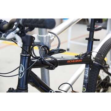BRINKS 5 ft Bike Lock Cable with Preset Combination, Vinyl Covered for Outdoor Use