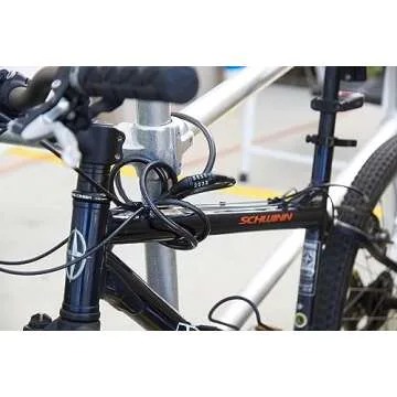 BRINKS 5 ft Bike Lock Cable with Preset Combination, Vinyl Covered for Outdoor Use