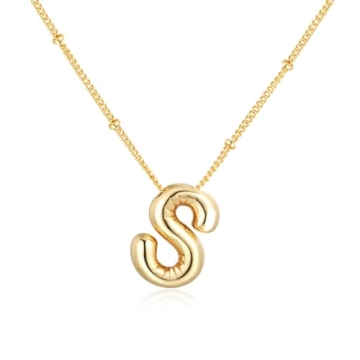 Exquisite 14K Gold Plated Bubble Letter Necklace - Personalized Initial Jewelry