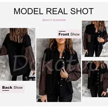 Stylish Dokotoo Women's Leopard Patchwork Shacket