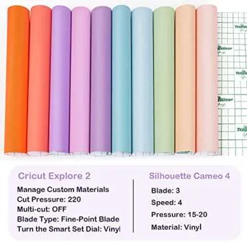 TECKWRAP 001 Vinyl Soft Matte Permanent Adhesive Vinyl 12" x 12" 21 Sheets/Pack Assorted Colors for Scrapbooking, Craft Cutters,Sign Plotters