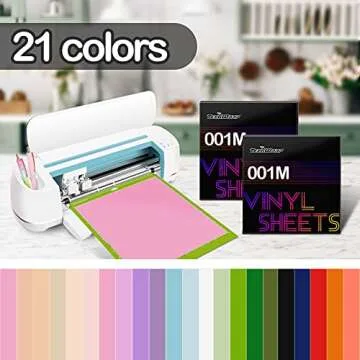 TECKWRAP 001 Vinyl Soft Matte Permanent Adhesive Vinyl 12" x 12" 21 Sheets/Pack Assorted Colors for Scrapbooking, Craft Cutters,Sign Plotters