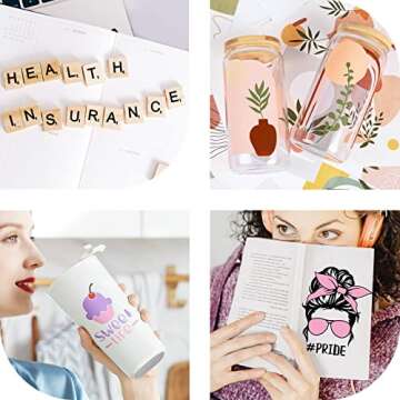 TECKWRAP 001 Vinyl Soft Matte Permanent Adhesive Vinyl 12" x 12" 21 Sheets/Pack Assorted Colors for Scrapbooking, Craft Cutters,Sign Plotters