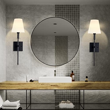 Chic TISLYCO Wall Scones with White Fabric Shades