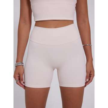 Danysu Womens Biker Shorts Women with Hidden Butt Scrunch High Waisted Workout Gym Shorts with Tummy Control 5" Inseam Rosewater S