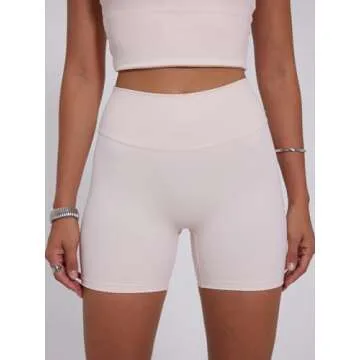 Danysu Womens Biker Shorts Women with Hidden Butt Scrunch High Waisted Workout Gym Shorts with Tummy Control 5" Inseam Rosewater S