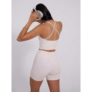 Danysu Womens Biker Shorts Women with Hidden Butt Scrunch High Waisted Workout Gym Shorts with Tummy Control 5" Inseam Rosewater S