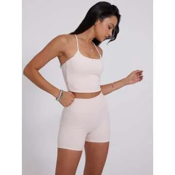 Danysu Womens Biker Shorts Women with Hidden Butt Scrunch High Waisted Workout Gym Shorts with Tummy Control 5" Inseam Rosewater S