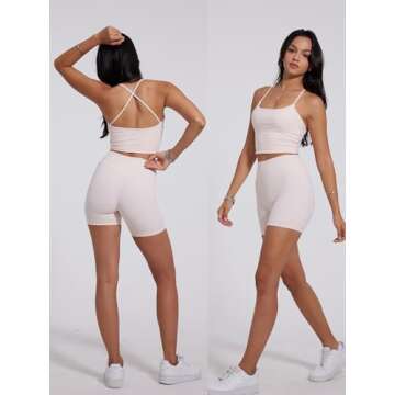 Danysu Womens Biker Shorts Women with Hidden Butt Scrunch High Waisted Workout Gym Shorts with Tummy Control 5" Inseam Rosewater S