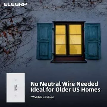 ELEGRP Digital Toggle Dimmer Switch for Dimmable LED, CFL and Incandescent Light Bulbs, Single Pole or 3-Way Toggle LED Dimmer Light Switch, Wall Plate Included, UL Listed, 1 Pack, White
