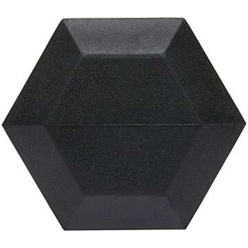 Amazon Basics Rubber Encased Exercise & Fitness Hex Dumbbell, Hand Weight for Strength Training, 50 lb, Black & Silver