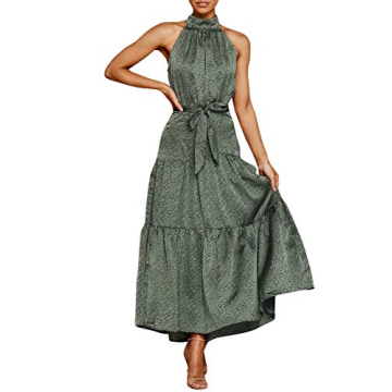 Elegant MsLure Women's Sleeveless Halter Neck Dress for Parties