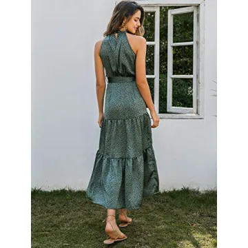 Elegant MsLure Women's Sleeveless Halter Neck Dress for Parties